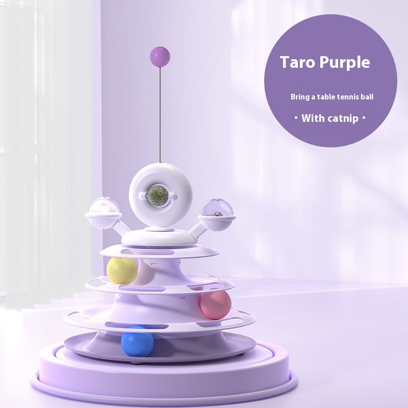 4 Levels Cat Toy Tower Turntable Roller Balls Toys Interactive Intelligence Pets Toys Training Track Puzzle Funny Games Accessories Pet Products - Nunu Pets