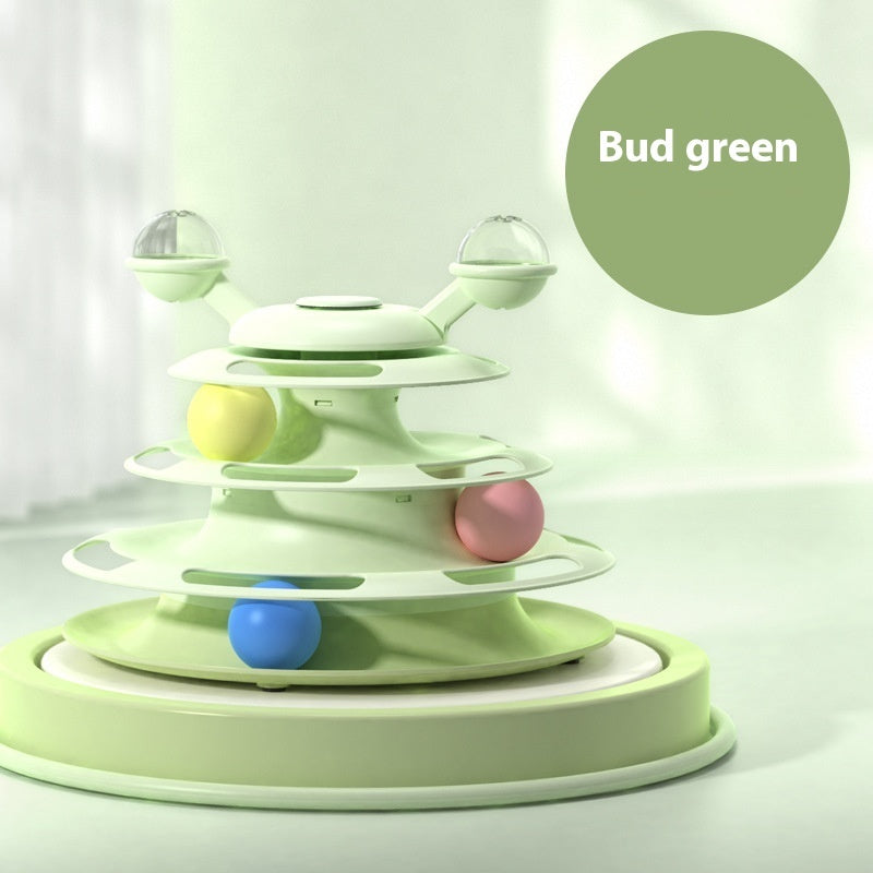 4 Levels Cat Toy Tower Turntable Roller Balls Toys Interactive Intelligence Pets Toys Training Track Puzzle Funny Games Accessories Pet Products - Nunu Pets