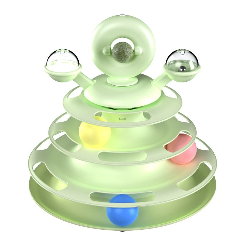 4 Levels Cat Toy Tower Turntable Roller Balls Toys Interactive Intelligence Pets Toys Training Track Puzzle Funny Games Accessories Pet Products - Nunu Pets