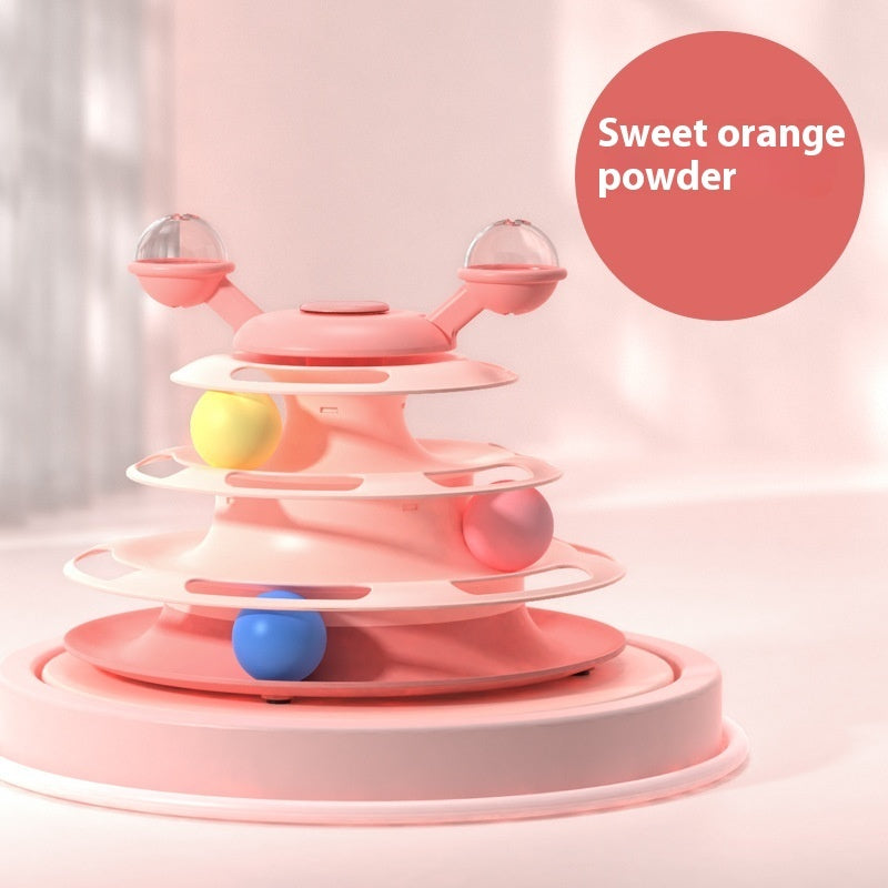 4 Levels Cat Toy Tower Turntable Roller Balls Toys Interactive Intelligence Pets Toys Training Track Puzzle Funny Games Accessories Pet Products - Nunu Pets