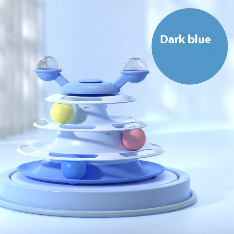 4 Levels Cat Toy Tower Turntable Roller Balls Toys Interactive Intelligence Pets Toys Training Track Puzzle Funny Games Accessories Pet Products - Nunu Pets