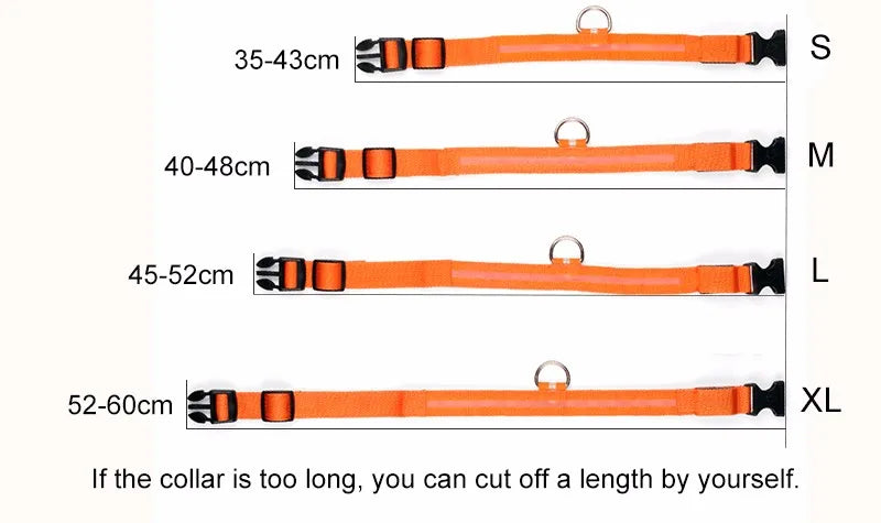Nylon LED Pet Dog Collar Dogs Luminous Fluorescent Collars Pet Supplies Night Safety Flashing Glow In The Dark Dog Leash - Nunu Pets