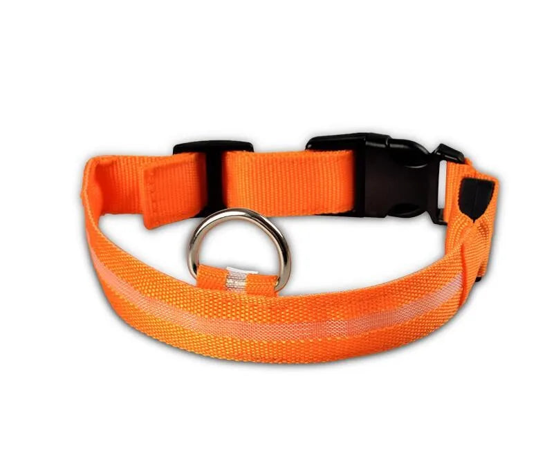 Nylon LED Pet Dog Collar Dogs Luminous Fluorescent Collars Pet Supplies Night Safety Flashing Glow In The Dark Dog Leash - Nunu Pets