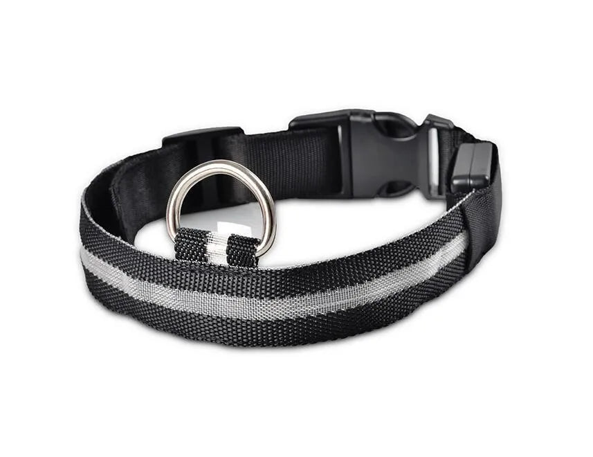 Nylon LED Pet Dog Collar Dogs Luminous Fluorescent Collars Pet Supplies Night Safety Flashing Glow In The Dark Dog Leash - Nunu Pets