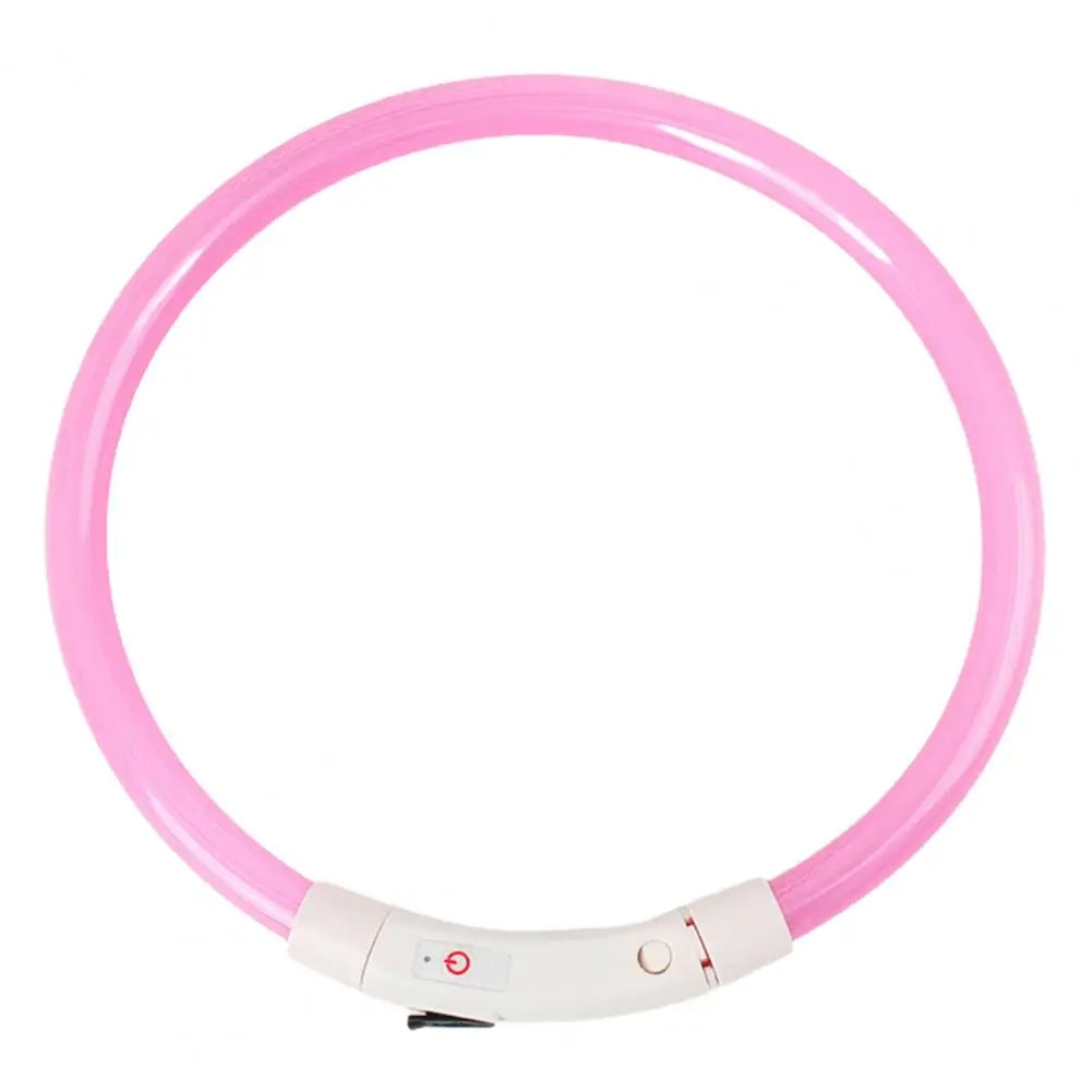 LED Light Dog Collar Necklace Rubber Rechargeable Luminous USB Charging Puppy Light Collar for Outdoor - Nunu Pets