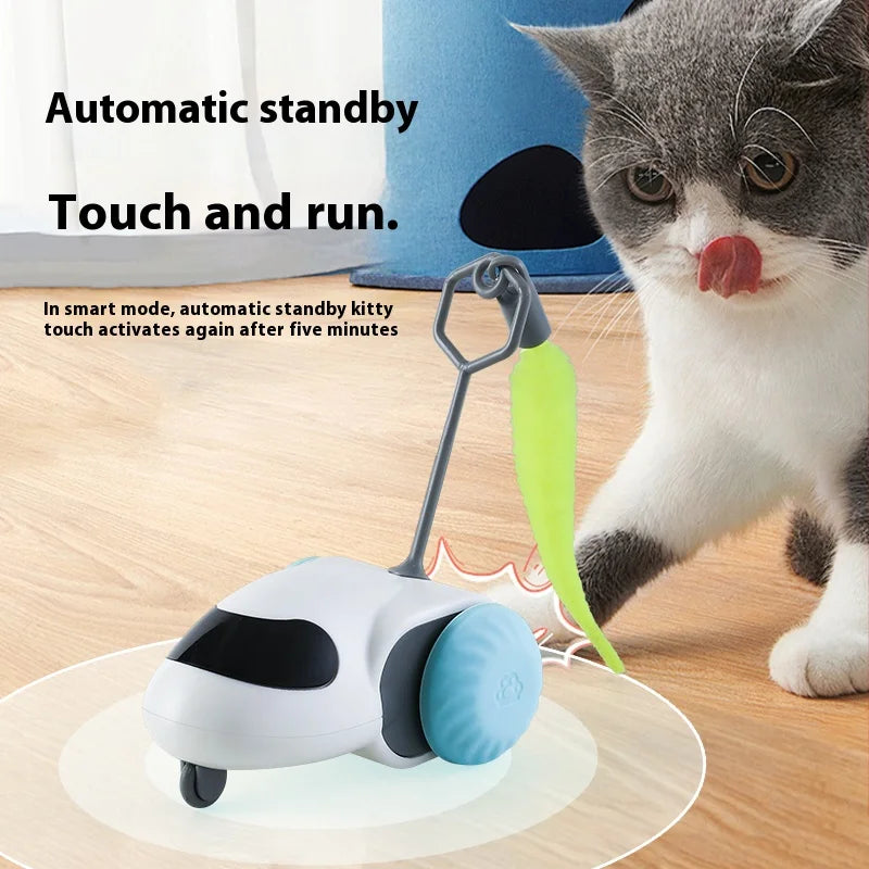 Smart Interactive Cat Toy Car Auto-Running Pet Vehicle with Obstacle Detection Durable for Indoor Cats Play - Nunu Pets