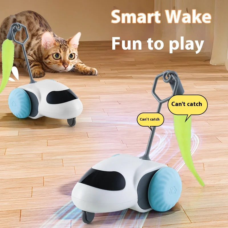 Smart Interactive Cat Toy Car Auto-Running Pet Vehicle with Obstacle Detection Durable for Indoor Cats Play - Nunu Pets