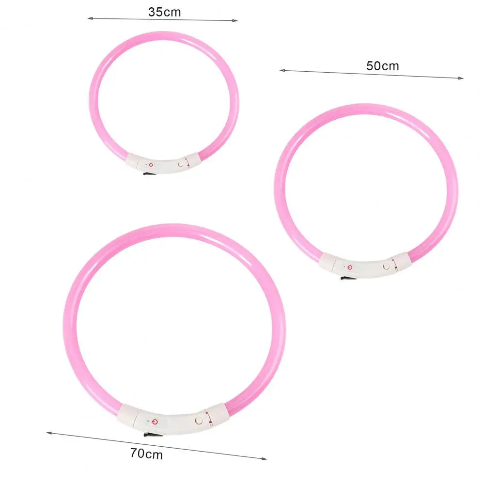 LED Light Dog Collar Necklace Rubber Rechargeable Luminous USB Charging Puppy Light Collar for Outdoor - Nunu Pets