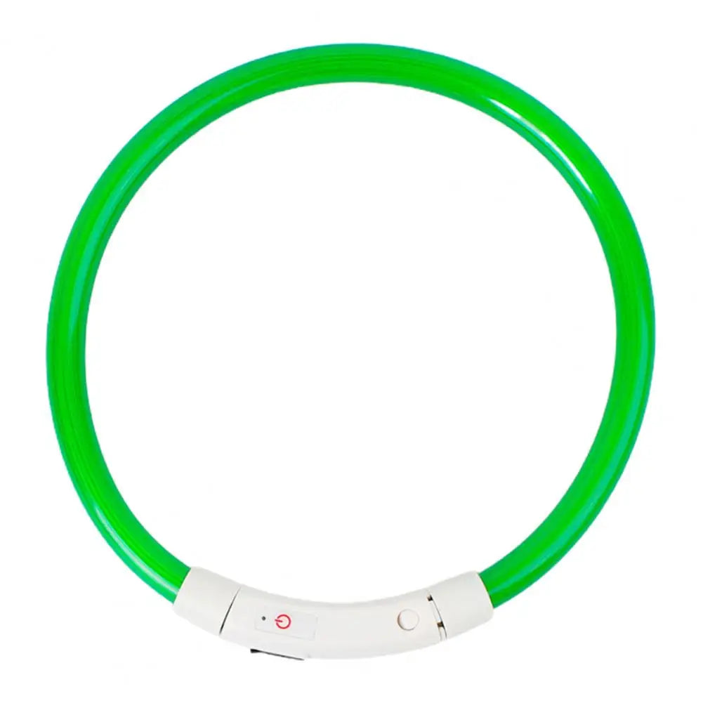LED Light Dog Collar Necklace Rubber Rechargeable Luminous USB Charging Puppy Light Collar for Outdoor - Nunu Pets