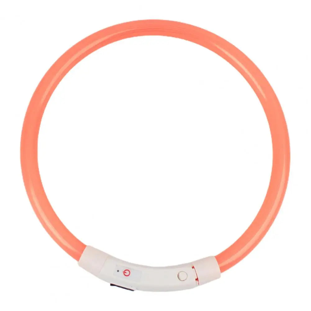 LED Light Dog Collar Necklace Rubber Rechargeable Luminous USB Charging Puppy Light Collar for Outdoor - Nunu Pets