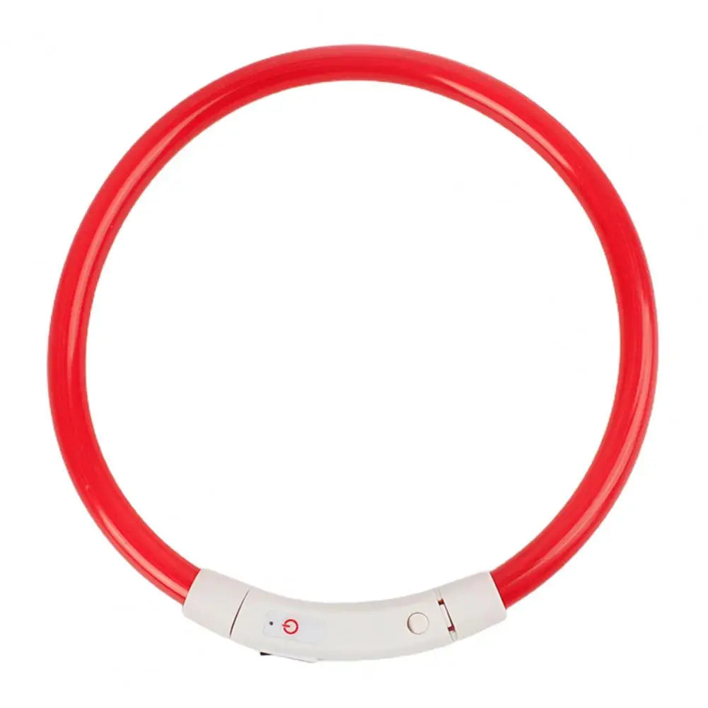 LED Light Dog Collar Necklace Rubber Rechargeable Luminous USB Charging Puppy Light Collar for Outdoor - Nunu Pets