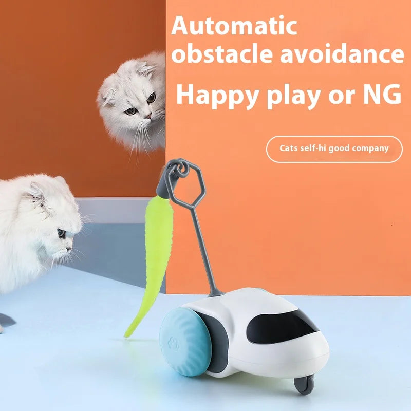 Smart Interactive Cat Toy Car Auto-Running Pet Vehicle with Obstacle Detection Durable for Indoor Cats Play - Nunu Pets
