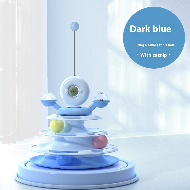 4 Levels Cat Toy Tower Turntable Roller Balls Toys Interactive Intelligence Pets Toys Training Track Puzzle Funny Games Accessories Pet Products - Nunu Pets