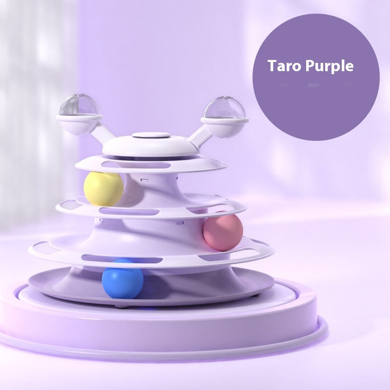 4 Levels Cat Toy Tower Turntable Roller Balls Toys Interactive Intelligence Pets Toys Training Track Puzzle Funny Games Accessories Pet Products - Nunu Pets