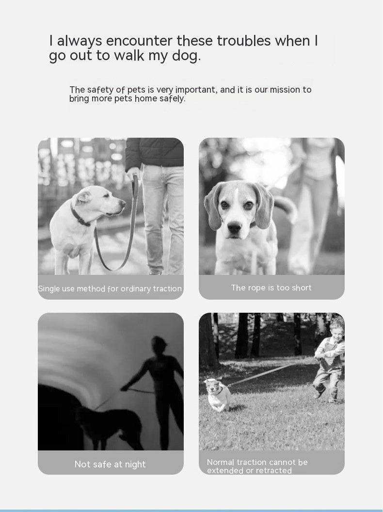 Ring With Light Dog Leash Pet Automatic Retractable Leash Luminous - Nunu Pets