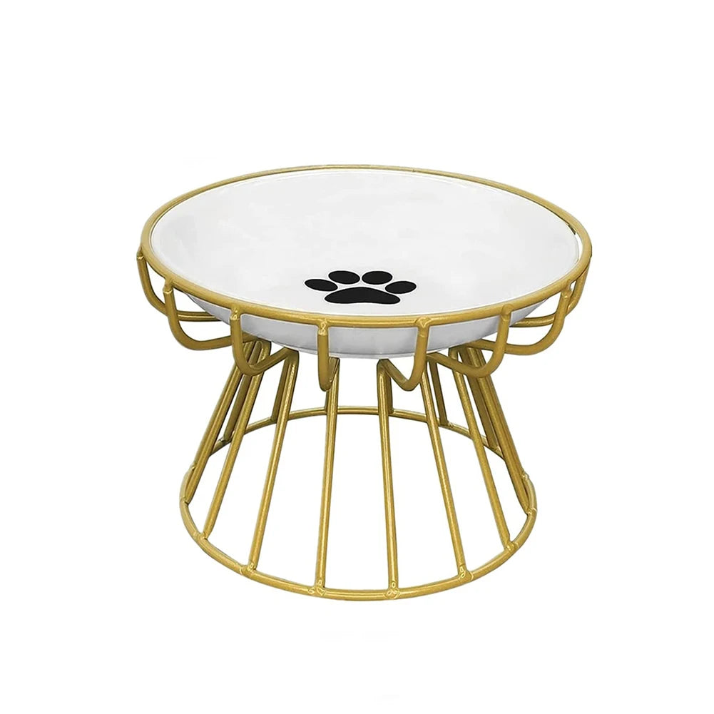 1 Set Pet Ceramic Bowl Iron Rack Cat Food Snacks Canned Plate Anti-Black Chin Anti-Turning Water Does Not Leak Easy To Eat - Nunu Pets