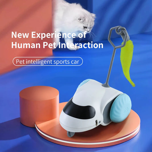 Smart Interactive Cat Toy Car Auto-Running Pet Vehicle with Obstacle Detection Durable for Indoor Cats Play - Nunu Pets