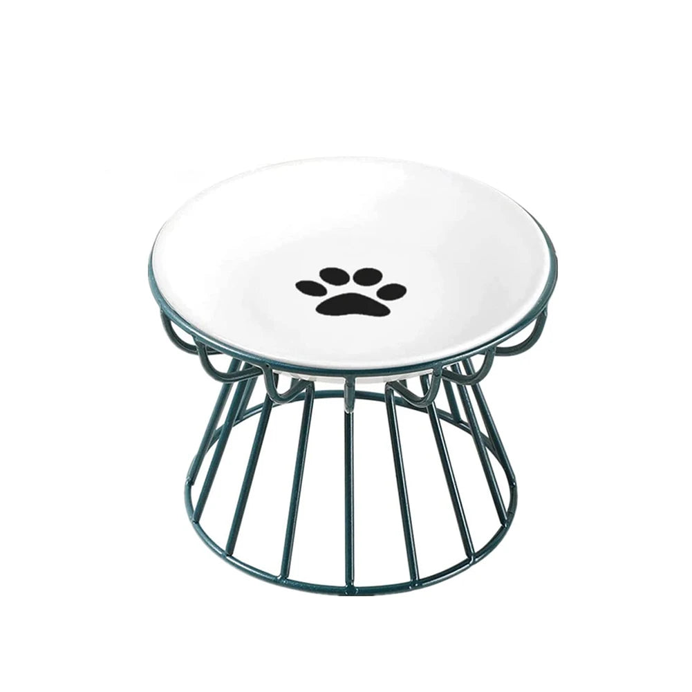 1 Set Pet Ceramic Bowl Iron Rack Cat Food Snacks Canned Plate Anti-Black Chin Anti-Turning Water Does Not Leak Easy To Eat - Nunu Pets